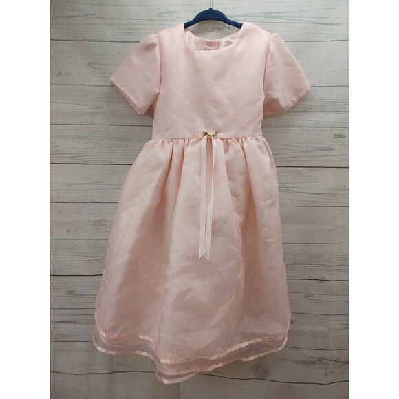 Vtg Little Princess Pink Bridesmaid Easter Girls Dress Sz 6X USA Made - Picture 1 of 7